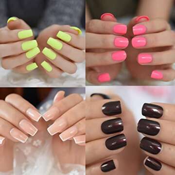 Square Nail Tips - EJIUJIUO 240 Pcs Medium Soft Gel Nail Tips Full Cover Matte Acrylic Nail Tips Press On Nail Tips For Women Girls Square Acrylic False Nails for Nail Extension,15 Sizes with Case