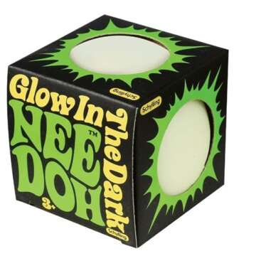 Schylling NeeDoh Glow in The Dark Stress Balls - Set of 2 for Stress Relief and Fun