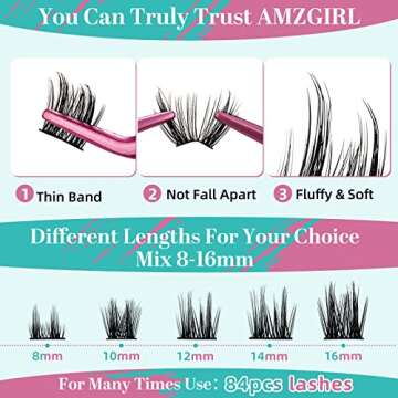Lash Extension Kit Lash Extensions Kits 84 Pcs Lash Clusters With Lash Glue, Remover, Eyelash Clusters Tweezer For Beginner Diy Individual Lash Extension At Home Easy To Apply(Blushing)