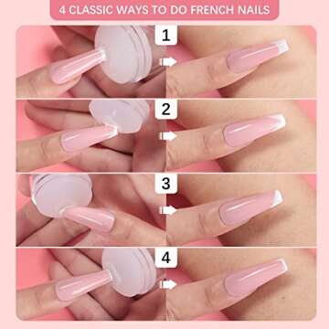 BTArtbox French Nail Stamper - French Tip Nail Tools with Nail Scraper and Replaceable Stamper Head, 100-Time Using Silicone Nail Stamper Kit for Gel Nail Polish DIY Nail Art Tools