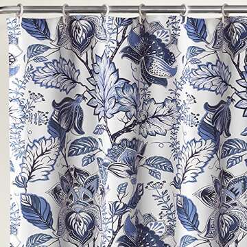 Lush Decor Blue Cynthia Jacobean Shower Curtain - 72x72 Floral Design