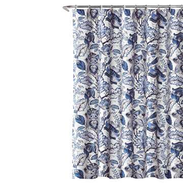 Lush Décor Blue Cynthia Shower Curtain in Floral Design