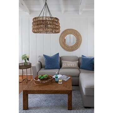 Kouboo La Jolla Rattan Square Coffee Table, Living Room Center Tables, Modern & Unique Coffee Table, Entryway, Bedroom, Honey-Brown