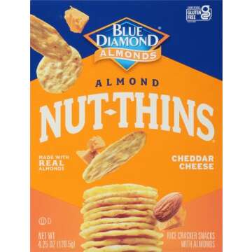 Blue Diamond Almond Nut Thins, Cheddar Cheese 4.25 Oz - Healthy Snack Option