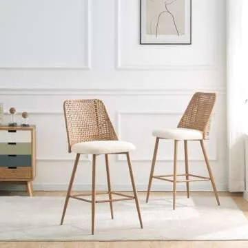 JALOURT Rattan Bar Stools - Stylish & Comfortable Set