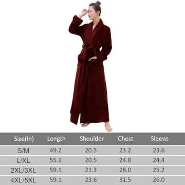 Hellomamma Long Bath Robe for Womens Plush Soft Fleece Bathrobes Nightgown Ladies Pajamas Sleepwear Housecoat Wine Red L-XL