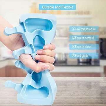 Ouddy Life Popsicle Molds Set of 2, Ice Pop Molds Silicone 4 Cavities Ice Cream Mold Oval Cake Pop Mold with 50 Wooden Sticks for DIY Popsicle, Green Blue