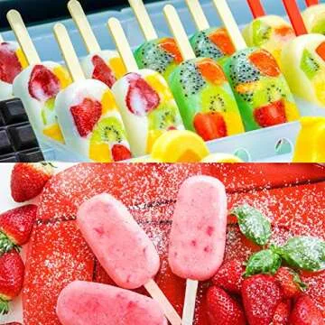 Ouddy Life Popsicle Molds Set of 2, Ice Pop Molds Silicone 4 Cavities Ice Cream Mold Oval Cake Pop Mold with 50 Wooden Sticks for DIY Popsicle, Green Blue
