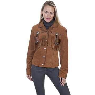 Scully Women's Beaded Fringe Boar Suede Jacket - Chic Brown Outerwear