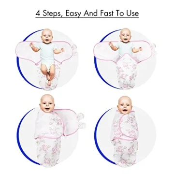 Soarwg Kids Baby Swaddle, Swaddle Blanket, Swaddle Sack, Organic Nursery Swaddling Blankets 0-3 Months, Standard 100 by Oeko-TEX, Adjustable Newborn Swaddle Wrap Infant Sleep Sacks 4 Pack Small