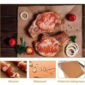 Food Basket Liners, Grease Resistant Wax Paper Sheets for Food, Oil Resistant Paper for Chips, Fried Chicken Sandwich Wrapping Paper for Party Not for Baking Oven/Air Fryer by FUNZON (Brown)