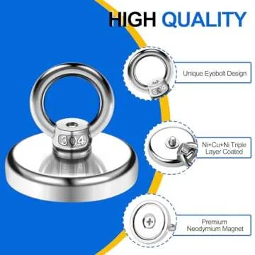 DIYMAG Magnetic Hooks, 100 lbs Heavy Duty Rare Earth Neodymium Magnet Hooks with Countersunk Hole Eyebolt for Workplace, Home, Kitchen, Office and Garage, 10 Packs