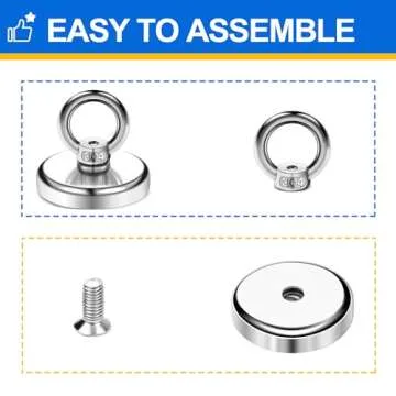 DIYMAG Magnetic Hooks, 100 lbs Heavy Duty Rare Earth Neodymium Magnet Hooks with Countersunk Hole Eyebolt for Workplace, Home, Kitchen, Office and Garage, 10 Packs