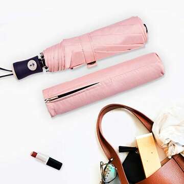 FDJASGY UV Sun Umbrella - Compact Auto Open Close Travel Umbrella