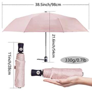 FDJASGY UV Sun Umbrella - Compact Auto Open Close Travel Umbrella