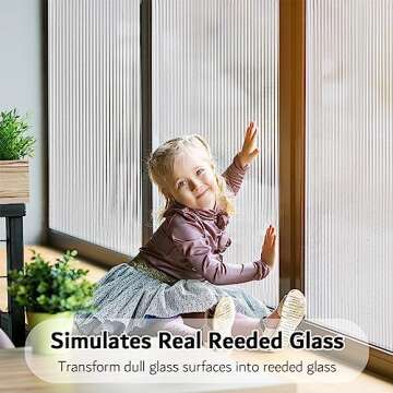 VELIMAX 1/2-Inch Reeded Glass Window Film, Frosted Reeds Window Film, Window Privacy Film, 3D Window...