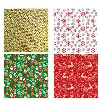 Christmas Gift Bags,40Pcs Santa Wrapping Bag in 4 Sizes and 4 Designs with Inserted Drawstring Ribbo...