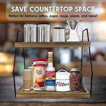 HahaHome Coffee Organizer for Countertop - Ideal for Coffee Bar & Station - Essential Coffee Accessories & Organizer for Countertop Use