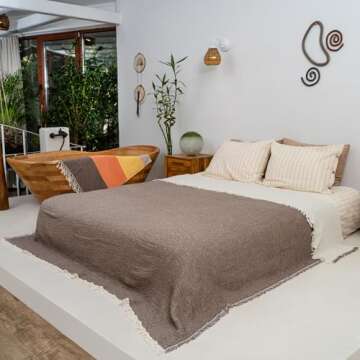 DREAMY RIKKA Muslin Blanket Large Queen Size 89"x95" for Adults Turkish Cotton Breathable Lightweight Fluffy Gauze Bed Blanket for Bed Couch Oeko Tex 3 Layer Chocolate Ivory