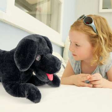 LotFancy Dog Stuffed Animal, 26 inch Black Lab Plush Dog, Realistic Stuffed Dog, Puppy Plush Toy for Kids