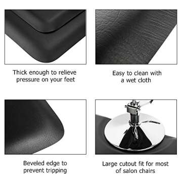 3' x 5' Salon Anti Fatigue Mat for Hair Stylist 7/8'' Thick, Rectangle Comfort Barber Shop Beauty Floor Mats Under Styling Chair