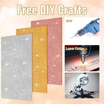 3 Pieces Glitter Acrylic Sheets for Laser Cutting Colored Plastic Panel Sheet Square Acrylic Sheets for DIY Projects, Logo, Decorations, Art Crafts, 6.3 x 11.4 Inch (Gold, Silver, Rose Gold)