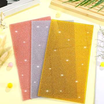 3 Pieces Glitter Acrylic Sheets for Laser Cutting Colored Plastic Panel Sheet Square Acrylic Sheets for DIY Projects, Logo, Decorations, Art Crafts, 6.3 x 11.4 Inch (Gold, Silver, Rose Gold)