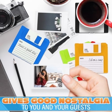 6 Pcs Floppy Disk Coaster - 90s Nostalgia Gifts - Funny Coasters for Adults Floppy Disk Coasters Cool Coasters for Drinks - Silicone Coasters for Drinks