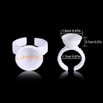 100PCS Disposable Tattoo Pigment Rings, Nail Art Eyelash Extension Glue Rings Cups Holder