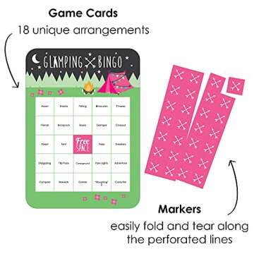 Big Dot of Happiness Let’s Go Glamping - Bingo Cards and Markers - Camp Glamp Party or Birthday Pa...