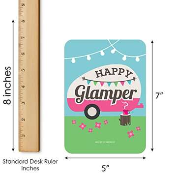 Big Dot of Happiness Let’s Go Glamping - Bingo Cards and Markers - Camp Glamp Party or Birthday Party Bingo Game - Set of 18