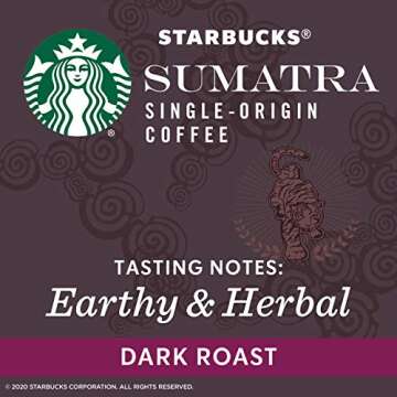 Starbucks Sumatra Dark Roast Coffee Pods for Keurig 24ct