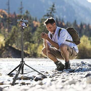 Aureday 60" Phone Tripod Stand, All in One Tripod for iPhone and Android Cell Phone, Portable Tripod Stand with Remote for Video Recording/Selfie/Vlogging/Live Streaming