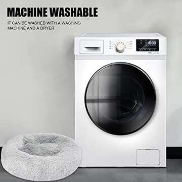 Calming Dog Bed Cat Bed Donut Cuddler, Anti Anxiety Dog Bed for Small Medium Large Dogs Cats, Machine Washable Round Warm Bed, Faux Fur Pet Bed, Waterproof Non-Slip Bottom (23"/30"/36")