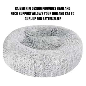 Calming Dog Bed Cat Bed Donut Cuddler, Anti Anxiety Dog Bed for Small Medium Large Dogs Cats, Machine Washable Round Warm Bed, Faux Fur Pet Bed, Waterproof Non-Slip Bottom (23"/30"/36")