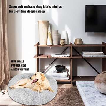 Calming Dog Bed Cat Bed Donut Cuddler, Anti Anxiety Dog Bed for Small Medium Large Dogs Cats, Machine Washable Round Warm Bed, Faux Fur Pet Bed, Waterproof Non-Slip Bottom (23"/30"/36")