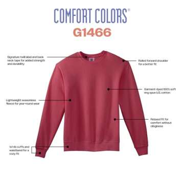 Comfort Colors Adult Lightweight Cotton Crewneck Sweatshirt, Style G1466, Blue Jean, Medium