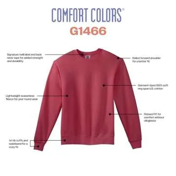 Comfort Colors Adult Lightweight Cotton Crewneck Sweatshirt, Style G1466, Blue Jean, Medium