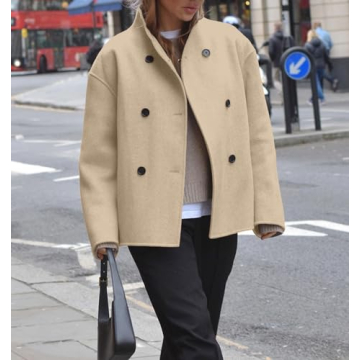 UATKIMI Women's Double Breasted Wool Blend Coat for Winter Wear