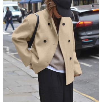 UATKIMI Women's Double Breasted Wool Blend Coat for Winter Wear