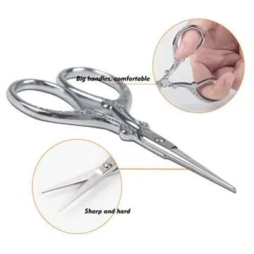 Hisuper Sewing Embroidery Scissors Mini 3.6 inch Craft Scissors Shears for Crafting Fabric Scissors for Art Work Threading Needlework DIY Tools with Leather Scissors Cover