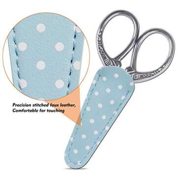 Hisuper Sewing Embroidery Scissors Mini 3.6 inch Craft Scissors Shears for Crafting Fabric Scissors for Art Work Threading Needlework DIY Tools with Leather Scissors Cover