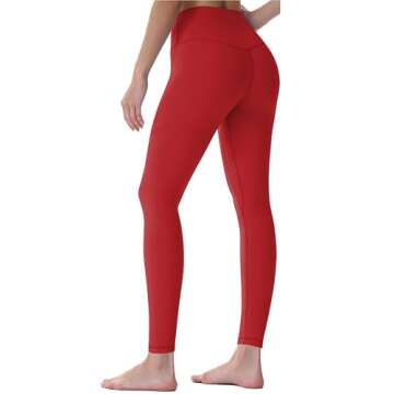 Sunzel Workout Leggings for Women, Squat Proof High Waisted Yoga Pants 4 Way Stretch, Buttery Soft Sunzfly 28", Red, X-Large