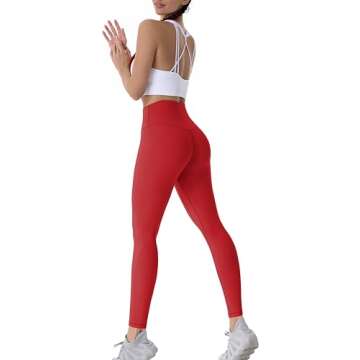 Sunzel Workout Leggings for Women, Squat Proof High Waisted Yoga Pants 4 Way Stretch, Buttery Soft Sunzfly 28", Red, X-Large