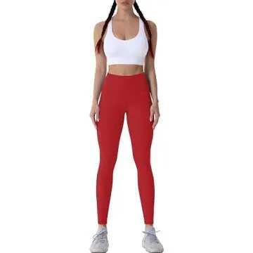 Sunzel Workout Leggings for Women, Squat Proof High Waisted Yoga Pants 4 Way Stretch, Buttery Soft Sunzfly 28", Red, X-Large