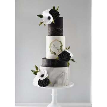 INSUNSIX Artificial Rose Flowers,100 pcs Foam Roses Bulk Black Fake Flower Heads for DIY Crafts Wedding Bouquets Rose Wall Kissing Balls Bridal Shower Party Decorations(Black)