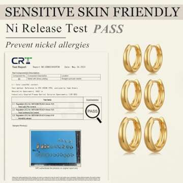 Kenivira Gold Hoop Earrings for Women,Small Chunky Gold Hoop Earrings Set,14k Gold Plated Huggie Thick Hoop Earrings Hypoallergenic,Chunky Gold Hoops Non Tarnish