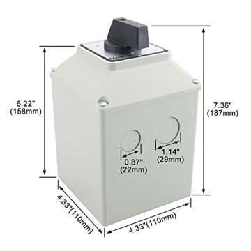 Baomain Universal Rotary Changeover Cam Switch SZW26-63/D303.3D 660V 63A 3 Position 3 Phase with Master Switch Exterior Box LW28-63/4