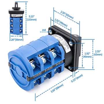 Baomain Universal Rotary Changeover Cam Switch SZW26-63/D303.3D 660V 63A 3 Position 3 Phase with Master Switch Exterior Box LW28-63/4