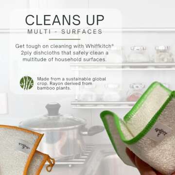 Whiffkitch Dish Cloths & Dish Towels for Kitchen - Reusable, Hygienic, Quick Drying, Durable Kitchen Washcloth, Absorbent, Scrub-Non-Scratch, 6x7 Inches Multi Color, 6 Pack